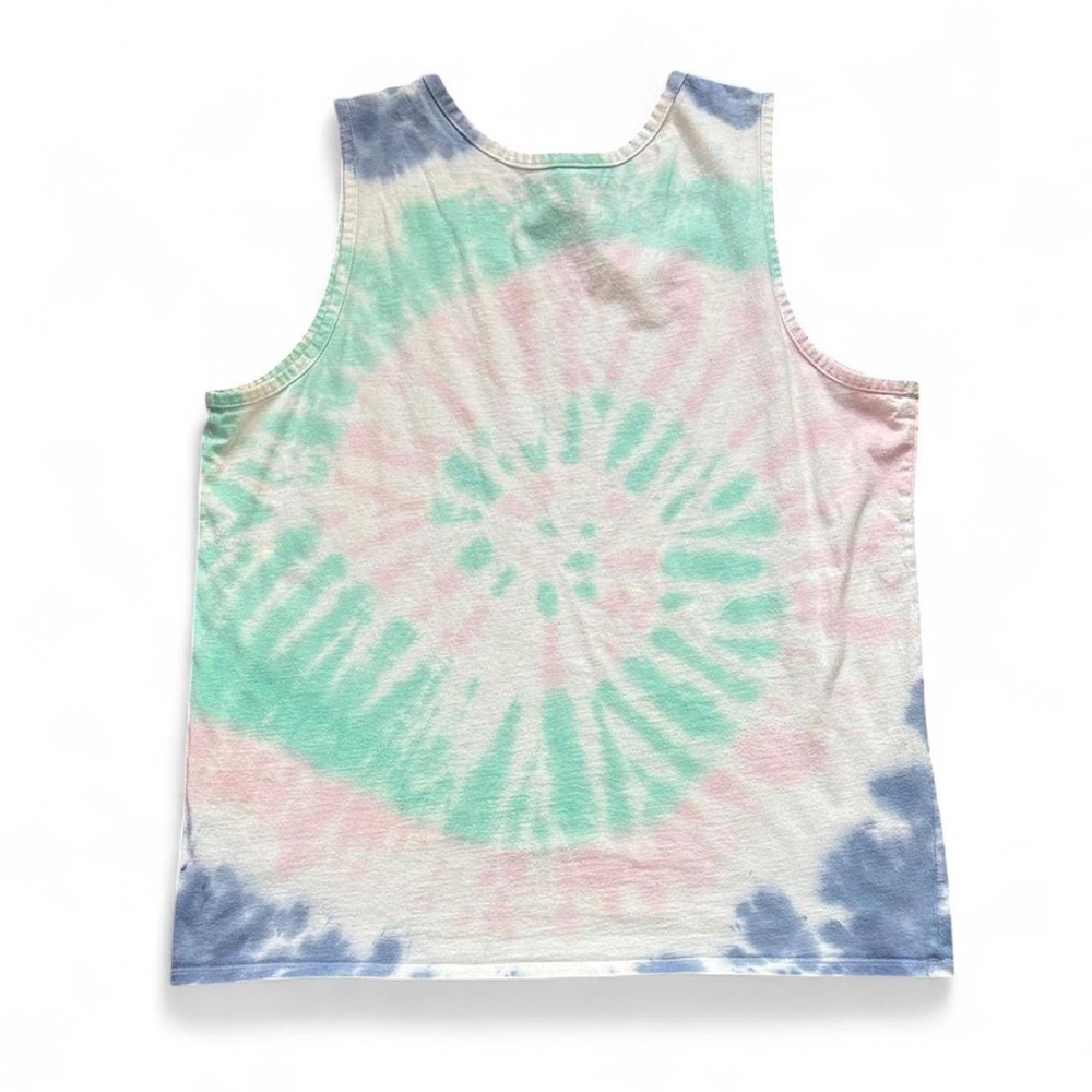 Original Use Green & Blue Tie-Dye Positive Vibes Only Muscle Tank Top — LARGE - Picture 5 of 5